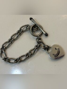 Juicy Couture Silver-Tone Heart Toggle Charm Bracelet